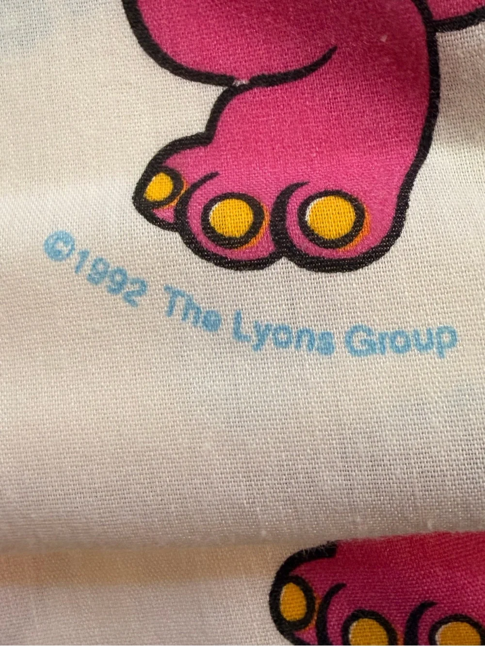 VTG 1992 Lot Barney Curtain and Sheet Set W/ Pillow Case Lyons Group Bibb Co